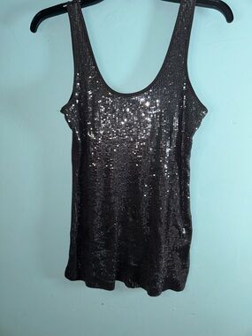 Express Black Sequin Tank Top